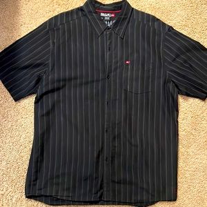 Quiksilver XXL Black Button-Down With Thin Red/White Pinstripes
